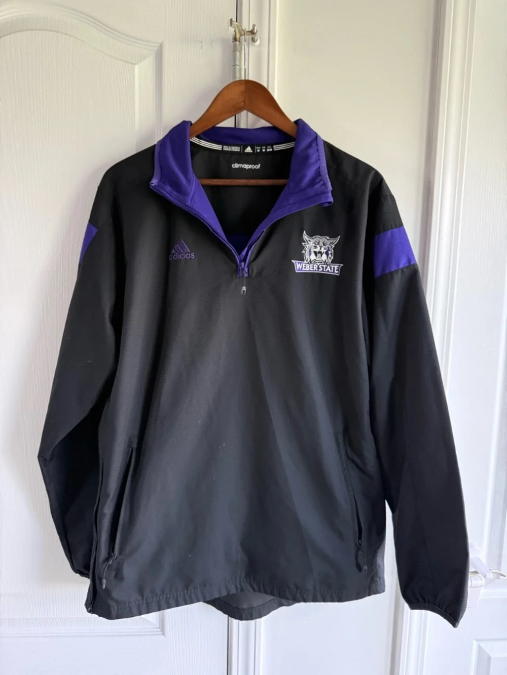 adidas Black & Purple Weber State ClimaProof Quarter-Zip Windbreaker